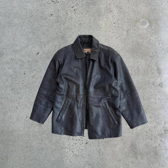 Vintage distressed leather jacket - Picture 1 of 8